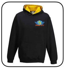 Load image into Gallery viewer, Let&#39;s Go See Varsity Style Hoodie with Embroidered Junior Jets Logo
